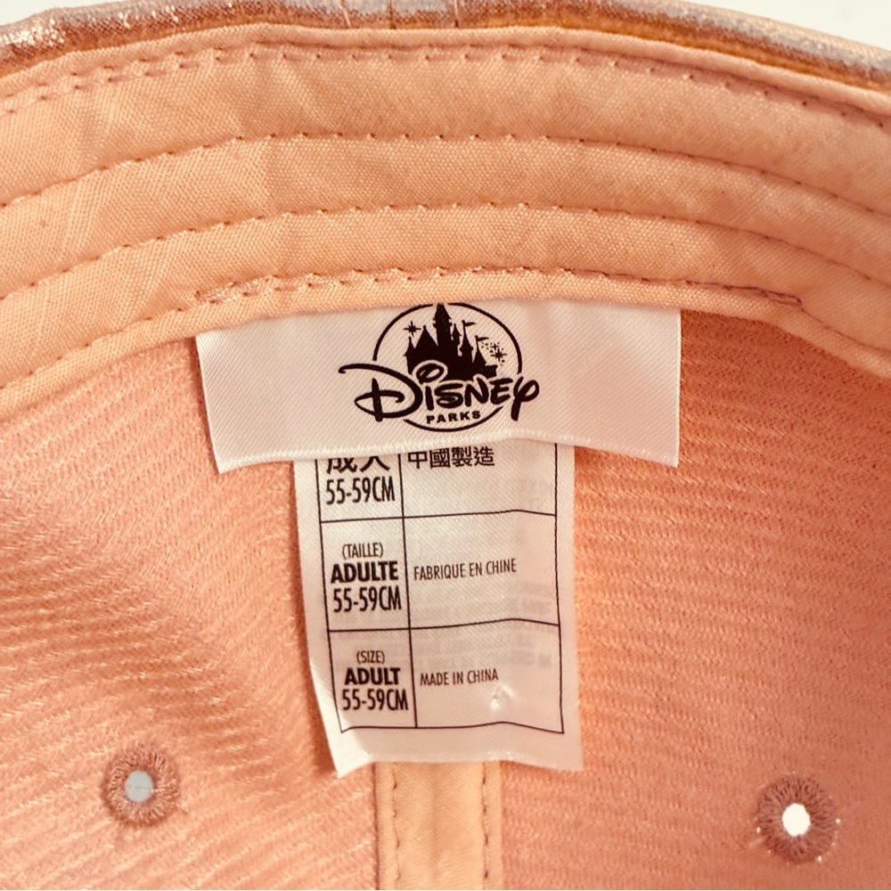 Disney Parks Mickey Mouse Rose Gold Sequin Baseball Cap Adult Size - Picture 8 of 9